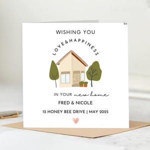 New Home Card-Housewarming Card-Wishing You Love & Happiness-Personalized New Home Gift-New Homeowner Card | Moving Announcement