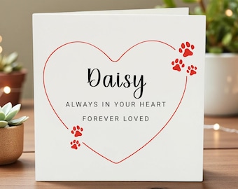 Haustier Beileid Karte, Haustier Trauer Karte, Hund Beileid Karte, Hund Verlust Karte, Katze Verlust, Regenbogen Brücke, Für immer in deinem Herzen, Denken 6x6