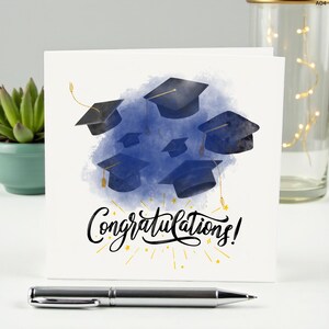 Graduation Congratulations Card Watercolor Graduation Caps Class of 2025 Graduate Card University Degree Congrats Gift 6x6