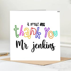 A Great Thank You Mr Jenkins Card ,Funny Thank You Card,Teacher Thank You Card,Appreciation,Funny Greeting Card,Personalised Thank Card