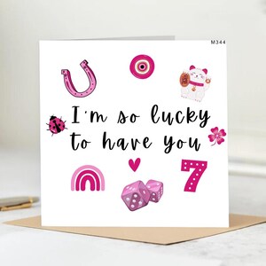 Lucky to Have You Card – Cute & Quirky Love Card with Good Luck Symbols – Funny Anniversary, Valentine’s, or Just Because Card