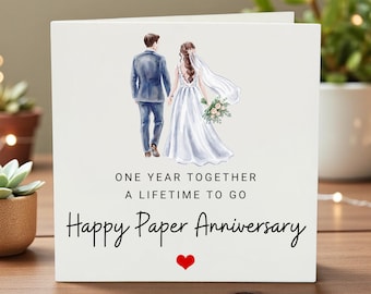 1st Anniversary Card, Paper Anniversary Gift, One Year Together Card, Wedding Anniversary Card, First Anniversary Gift