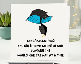 Funny Cat Graduation Card | Cute Cat Grad Card | Congratulations Graduation Card | Cat Lover Graduation Card | Humorous Grad Card