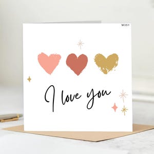 Handmade I Love You Card – Cute Romantic Greeting with Watercolor Hearts & Sparkles – Perfect Anniversary, Valentine’s Day, or Just Because