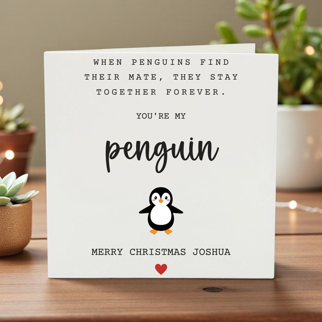 You're My Penguin, Personalised Christmas Card, Cute Penguin Card for ...