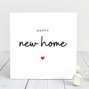 New Home Card – Minimalist Housewarming Card with Heart, Modern Moving House Gift for Couples, Friends or Family