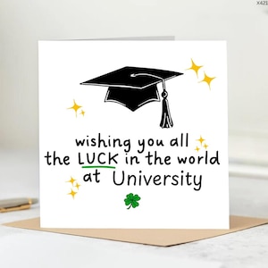 Wishing You Luck at University Card – Graduation Good Luck Card with Cap and Stars-Personalised Card