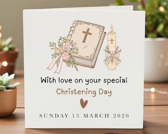 Gepersonaliseerde doopkaart, aangepaste doopwenskaart, babynaamdagcadeau, religieuze aandenken voor baby, communiekaart