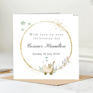 Floral church design personalised christening card-Baptism Card for Baby Girl, custom baptism, personalised card, baptism card