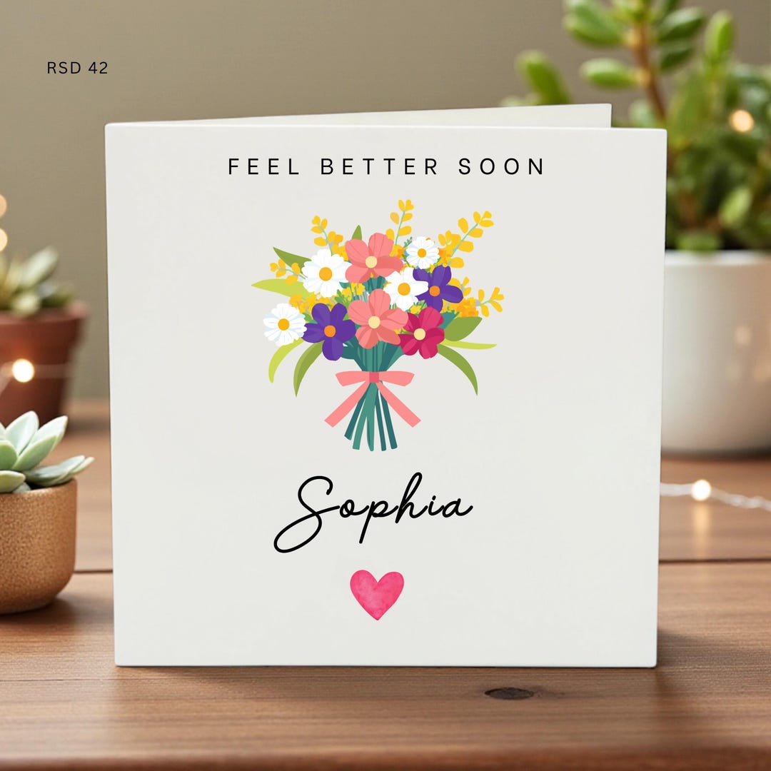Personalized Get Well Soon Card Custom Name Feel Better Soon Note ...
