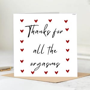 Thanks for All the Orgasms-Funny Thank You Card– Naughty Anniversary, Boyfriend Gift, Sexy Valentine’s Day, Adult Humor Greeting Love  Card