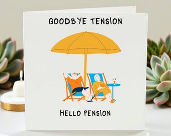 Time to Unwind Retirement Card, Happy Retirement Card, Relaxing Beach Chair Retirement Card, Personalised Retirement Card for Her or Him,