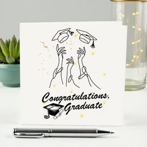 卒業おめでとうカード ミニマルラインアート 卒業カード 2025年卒業クラス 大学学位取得おめでとうギフト モダンな卒業カード 6x6