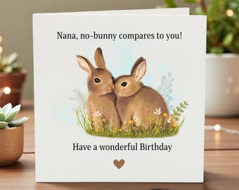 Personalized Bunny Birthday Card, Custom Name Greeting Card for Kids, Cute Animal Birthday Gift, Whimsical Bunny Rabbit Note Card