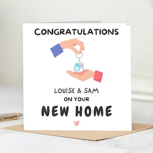 Congratulations New Home Card for Louise & Sam – Personalized Housewarming Greeting Card-New Homeowner Card, Moving In Celebration Card