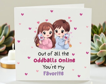Tarjeta de aniversario divertida, tarjeta linda para gamers para novio/novia, tarjeta romántica con juego de palabras para él/ella, regalo para parejas de internet, tarjeta de amor divertida