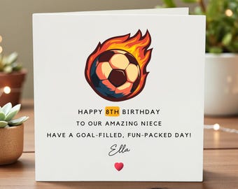 Football Birthday Card, Personalised 7th, 8th, 9th, 10th, Any Age Birthday Card for Son, Grandson, Brother, Nephew, Soccer Birthday Card 6x6