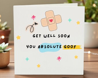 Biglietto di auguri di pronta guarigione divertente, biglietto di guarigione carino, regalo di pronta guarigione per un amico, messaggio di recupero, biglietto umoristico per sentirsi meglio, allegro augurio per il paziente