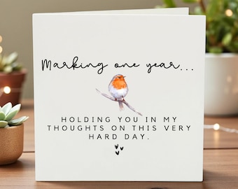 One Year on card-Thinking of You Greeting Card– Cute Minimalist Thinking of You Card – Perfect for Encouragement & Love