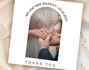 Custom PhotoThank You  Card-Elegant Wedding Thank You Card-Personalized Mr and Mrs Weasley Photo Card