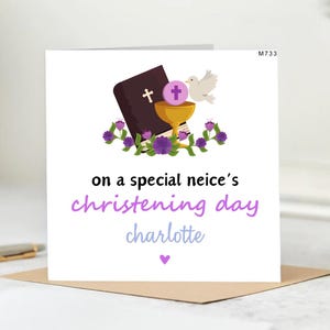Personalised Christening Card for Special Niece – Floral & Faith Design-Baptism Card for Baby Girl, custom baptism, baptism card