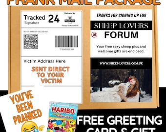 Funny Prank Mail-pakket: cadeauverpakking met snoep en kaart