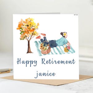 Happy Retirement janice-Peaceful Moments – Personalized Retirement Picnic Card,Happy Retirement Card,Best of Luck on your Retirement