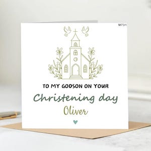 Floral Church Design Personalised Christening Card – Custom Baptism Card for Baby Girl, Personalised Keepsake
