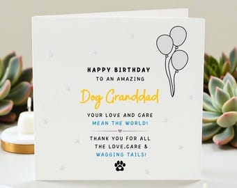 Carte de joyeux anniversaire avec chien, voeux de grand-père chien personnalisé, carte drôle d'animal de compagnie, anniversaire d'amant de chien, option de nom personnalisé