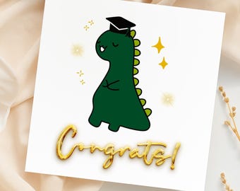 Dinosaur Graduation Card - Cute Animal Congratulations Card For College Grads & Graduates
