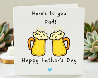 Vaderdagkaart voor papa, wenskaart bierliefhebber, grappig verjaardagscadeau vader van dochter of zoon, proost op papa, leuke kaart bierpul