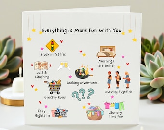 Tarjeta de aniversario divertida para parejas, linda tarjeta para una cita romántica, tarjeta romántica para novio/novia, regalo de aniversario para tu pareja, saludo de amor