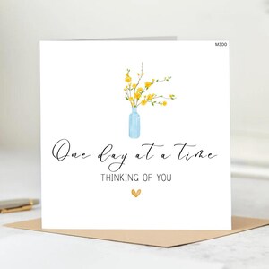 Thinking of You Card - One Day at a Time Encouragement Card with Yellow Flowers - Sympathy, Support, and Care Greeting Card