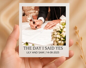 Custom Photo Wedding Card: Polaroid-Style Keepsake Announcement
