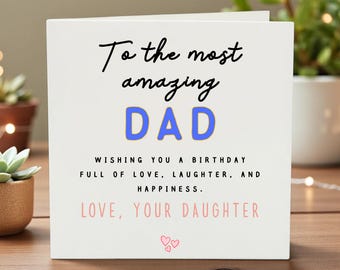 Birthday Card for Daddy, Birthday Card from Daughter, Daddy Birthday Card, Cute Birthday Card for Dad, Personalised Birthday Card 6x6