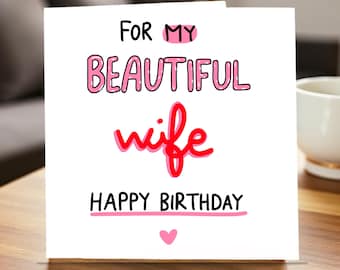 Mooie vrouw verjaardagskaart van man, romantische verjaardagskaart voor vrouw, schattige liefdeskaart voor haar 6 x 6, gepersonaliseerde vrouw kaart