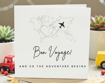 Bon Voyage Card | Personalized Travel Gift | Safe Travels | Adventure Awaits | Custom Farewell Card