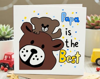 Papa est la meilleure carte-carte de fête des pères ours mignon-carte d'anniversaire de papa-des enfants-carte de papa drôle, cadeau d'appréciation de carte-père de papa animal mignon