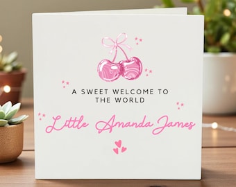Welcome to the World-kaart voor meisje-wenskaart - babyshowerkaart-gepersonaliseerde babykaart – aangepaste wenskaart pasgeboren