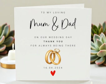 Tarjeta de agradecimiento para la boda de mamá y papá, tarjeta de boda personalizada para padres, tarjeta de recuerdo de agradecimiento para los novios.