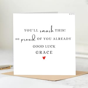 Good Luck Card - You&#39;ll Smash This Encouragement Card - Proud Motivational Greeting Card-Personalized Name Card - Inspirational Support Card