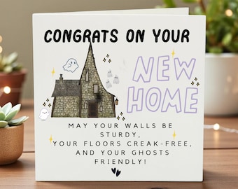 Funny Ghost New Home Card | Sarcastic Housewarming Card for First Time Homeowners | Spooky New House Congratulations Card 6x6
