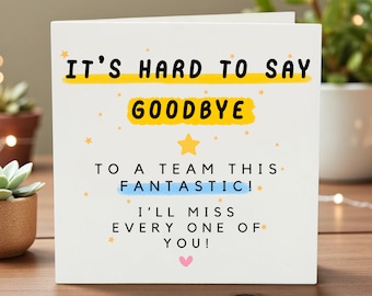 Tarjeta de despedida divertida para equipo, tarjeta de despedida para colegas, tarjeta de despedida para compañeros de trabajo, tarjeta de despedida para el trabajo, regalo de despedida para el equipo de oficina, despedida del trabajo, 6x6