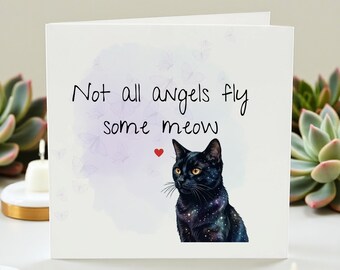 Cat Sympathy Card, Pet Loss Gift, Not All Angels Fly Some Meow, Rainbow Bridge Card, Loss of Cat, Pet Bereavement, Condolence Card for Pet