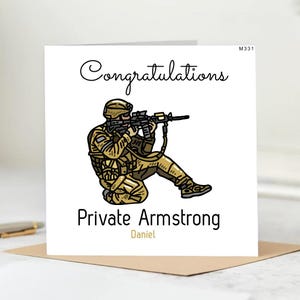 Personalised Military Congratulations Card – New Army Soldier Gift– Armed Forces Graduation – Private Armstrong-Military Congratulations