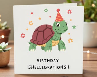 Birthday Shellebrations | Cute Turtle Birthday Card for Kids