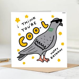 I Think you are coo-l Card - Funny Birthday Card, Cute Birthday Card, birthday card, Personalised  birthday Card