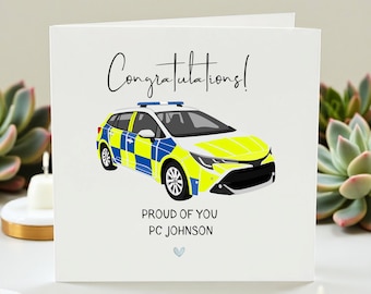 Personalized Police Congratulations Card - New Police Officer Greeting Card, Passing Out Parade Gift, PC Promotion, Custom Name, PC Johnson