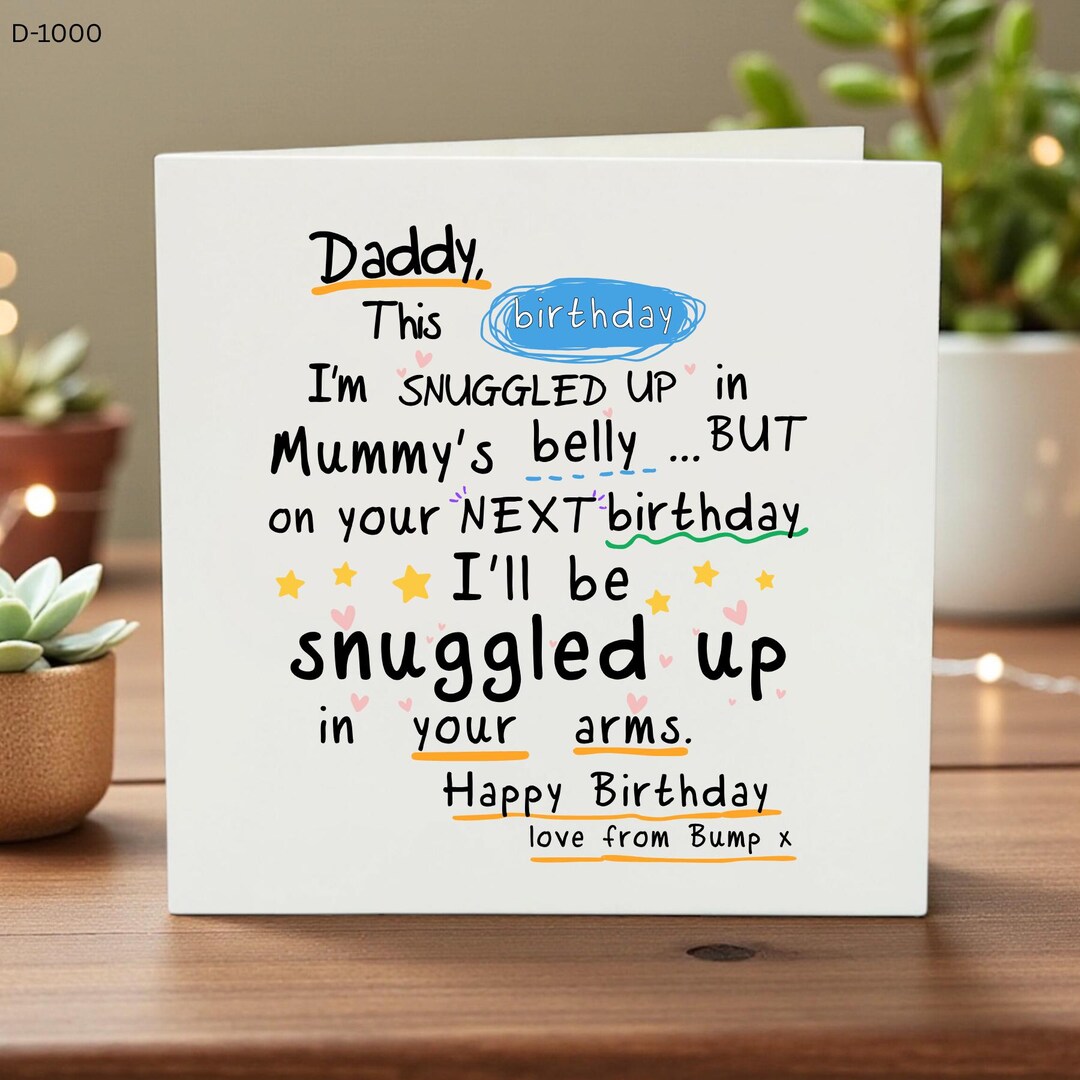 Daddy Birthday Card From Bump, Pregnancy Announcement Card for Dad ...