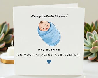 Personalised Doctor Congratulations Card New Doctor Card Custom Name Medical Graduation Card Baby Illustration Congrats Card 6x6